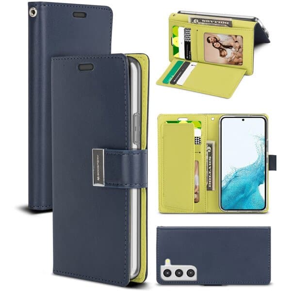 Goospery Samsung Galaxy S22 Rich Diary Wallet Flip Case Leather Card Slots Magnetic Cover (Navy Blue) Goospery Samsung Galaxy S22 Rich Diary Wallet Flip Case Leather Card Slots Magnetic Cover (Navy Blue)